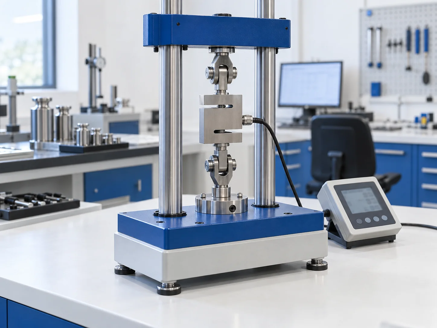 Máquina de ensayo con celda de carga para calibración de fuerza